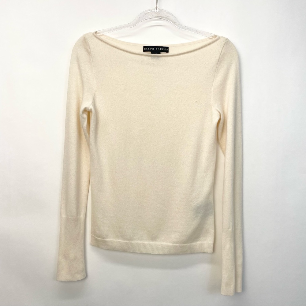 Ralph Lauren Black Label Cashmere Sweater Rhinestone Button Size Medium